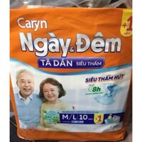 Sỉ 1 Cây 6 Gói Tã Dán Người Lớn Caryn ML10 (11 Miếng/Gói) - Vòng Hông 65-110 cm - Tiết Kiệm Hơn Caryn M40, Caryn L40