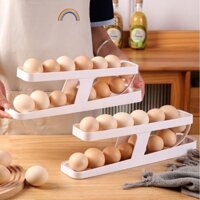 Sỉ 10 hộp đựng trứng, khay đựng trứng 2 tầng tự lăn tiện lợi