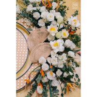 Sỉ 10 Quạt gỗ xếp trang trí tháp oản....