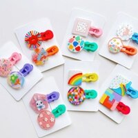 Sỉ 10 set 2 kẹp tóc hình học nhiều màu đáng yêu.