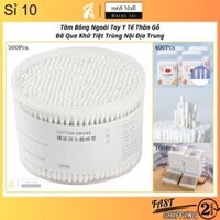 Sỉ 10 Tăm Bông Ngoái Ráy Tay 100% Khử Tiệt Trùng Cán Thân Gỗ Lấy Mẫu Nội Địa Trung Bông Tâm Nhựa Niva Life Misu