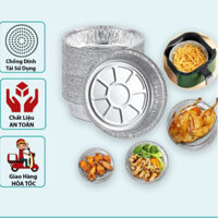 (Sỉ 100 Bát Bạc) Khay Giấy Bạc Lót Nồi Chiên Không Dầu, Lò Nướng - Khuôn Đĩa Nhôm Đựng Thức Ăn, Thực Phẩm Size 22cm