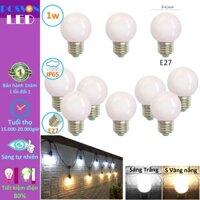 Sỉ 100 Bóng đèn Led 1w bup tròn đui E27 tiết kiệm điện thân kín chống nước mưa trang trí ngoài trời AC220V Posson LL-x1 - 50c vàg 50c trắg