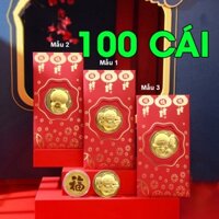 (SỈ 100 CÁI) Bao lì xì hình con Mèo mạ vàng , Combo 100 Bao lì xì Thần Tài quà tặng phong thủy rước lộc