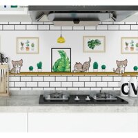 Sỉ 10M Decal giấy dán tường bếp tráng nhôm cách nhiệt họa tiết mèo con khổ rộng 60cm
