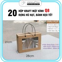 Sỉ 20 cái- MS Hộp Q8 kraft | Hộp giấy kraft đựng quà tặng – bánh mứt ,Thực phẩm, quà tặng, 3 hủ nhựa 1 lít- Xưởng PGB