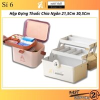 Sỉ 6 Hộp Đựng Thuốc Y Tế Chia Ngăn Chất Liệu Nhựa 2 Ngăn 3 Tầng Nắp Nâng 180 Độ Có Quai Xách Đa Năng 21,5Cm 30,5Cm