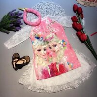 [Sỉ] (Áo+váy+mấn) Áo dài cách tân công chúa tuyết elsa cho bé 24-35kg