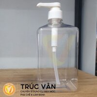 [Sỉ] Bình bơm đường, siro nhựa chia vạch có vòi Pump dung tích 1600ml - Pha chế Trúc Vân