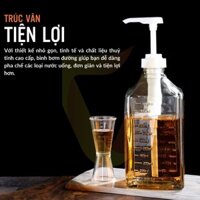 [Sỉ] Bình bơm đường, siro thủy tinh/nhựa chia vạch có vòi Pump dung tích 1100ml - Pha chế Trúc Vân
