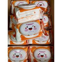 sỉ combo 10 gói khăn ướt baby wipes 650g mùi iuj nhej, an toàn cho bé ( date:2027)