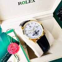 (Sỉ - CTV) Đồng Hồ Nam Rolex Dây Da Kim Vạch La Mã Có Lịch Ngày Size Mặt 38mm Viền Thép Chống Gỉ Sét - Shop chuyên sỉ