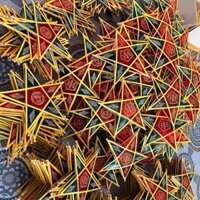 Sỉ đèn lồng phụ kiện decor trung thu,Combo 50 đèn ông sao nhiều màu,đèn ông sao đỏ không viền giấy bóng kiếng chống nước