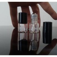 Sỉ Đẹp Bộ 10 lọ chai thủy tinh trong suốt 1ml bi lăn thép nấp đen bống chiết nước hoa đi du lịch tiện dụng bỏ túi ví bóp