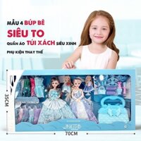 (Sỉ) ĐỒ CHƠI BÚP BÊ ELSA TÓC MÂY - 10 BỘ QUẦN ÁO CÓ THỂ THAY - PHỤ KIỆN TÚI XÁCH