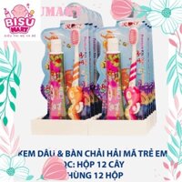 SỈ Hộp 12 cây BÀN CHẢI + KEM ĐÁNH RĂNG VĨ TRẺ EM ROSE