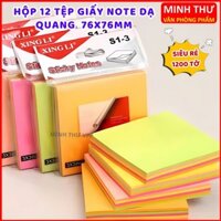 ̣(SỈ) Hộp 12 Giấy Nhớ Mix Màu / Giấy Note Dạ Quang Ghi Chú 3x3 Cho Học Sinh Sinh Viên Văn phòng- Minh Thư VPP