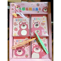 sỉ hộp 40 quyển sổ sticker nhật ký kèm gip hình gấu dâu( giao ngẫu nhiên)