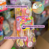 Sỉ hộp 50 que kẹo mút dài dạ quang phát sáng siêu hot hình trái cây Snack Chua Ăn Vặt Food Candy