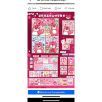 sỉ khay 24 hộp dán tương tác   sticker gấu dâu siêu to