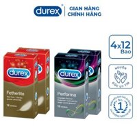 [SỈ - LẺ] 4 Hộp Bao cao su Durex Peforma và Fertherlite, Kéo dài thời gian và Siêu mỏng, 48 chiếc