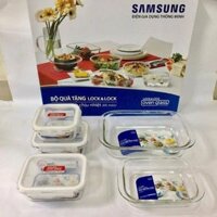 (Sỉ_ lẻ) Bộ 5 hộp thủy tinh Lock&Lock chịu nhiệt_ Hàng khuyến mại từ samsung