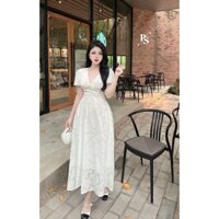 [Sỉ lẻ Váy thiết kế] Váy ren hoa nổi cổ tim kê ngọc xinh như nàng thơ