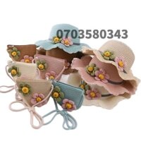 SỈ  mũ nón cói  và túi cói đi biển cho bé gái  ONE .1FASHION, nón cói rộng vành kèm túi cói  trẻ em đẹp