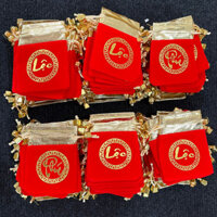 [Sỉ Rẻ Nhất] 100 Túi Gấm Nhung Chữ Phúc Lộc Phong Thủy 7x9cm Màu Đỏ May Mắn Đựng Đồng Xu - Vòng Tay