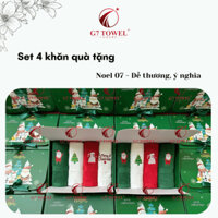 (Sỉ sl ib)Bộ 3, 4 khăn quà tặng G7 Towel - Noel 07 thêu hình Noel tinh xảo cực dễ thương.