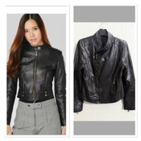 si tuyển Áo khoác da biker/ jacket NỮ màu đen cá tính / size dưới 49kg