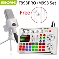 [SIBORE] Soundcard Livestream Thu Âm  F998+M998whiteset   kèm Micro  phụ Kiện Dậy Sạc , dây chuyển đổi , tai nghe