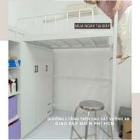 [Siêu bền] Giường 1 tầng trên cao sắt hộp48  loại 1 dày dặn cứng cáp đủ size từ 80cm=>1m6x2m Sơn tĩnh điện cao cấp