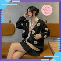 [SIÊU CẤP] Áo khoác Cardigan in hình tim áo khoác nỉ nữ form rộng chống nắng xinh xắn