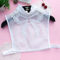 Siêu Cổ Tích Organza Nơ Cổ Giả Công Chúa Quạt Ren Bust Cổ Giả Trắng Nguyên Chất Cổ Trang Trí Nữ