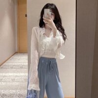 Siêu Cổ Tích Voan Chống Nắng Quần Áo Nữ Mùa Hè Phiên Bản Hàn Quốc Mỏng Cardigan Áo Khoác Ngắn Rời Phù Hợp Với Khăn Choàng Nhỏ Áo Sơ Mi Nữ20250215