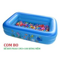 SIÊU COMBO [BỂ BƠI PHAO DÀI 130 CM] + TÚI 100 BÓNG MỀM GIÁ SỈ