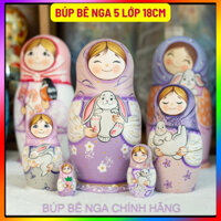(SIÊU CUTE) BỘ BÚP BÊ NGA MATRYOSHKA 5 LỚP 18CM MISA ÔM THỎ TÍM CỰC ĐẸP VÀ DỄ THƯƠNG, ĐÁNG YÊU