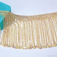 Siêu Dài 14cm Tua Rua AB Kim Cương Giả Dây Xích Tự Làm Cưới Váy Xiuhe Trang Phục Bụng Nhảy Eo Dây Xích Trang Sức Phụ Kiện