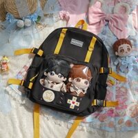 Siêu dễ thương Ba lô búp bê cotton F&X, túi đeo vai đôi 20cm, ba lô ngoài trời trong suốt, phong cách anime cho cô gái thường ngày
