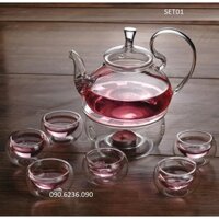 [SIÊU GIẢM GIÁ] Bộ ấm chén thủy tinh SET01