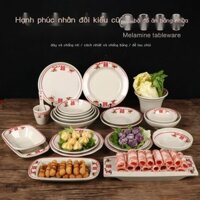 [SIÊU HOT 2024] Bộ bát, đĩa, cốc và thìa cổ điển Melamine cổ điển hoài cổ Bộ đồ ăn đặc biệt dùng ch