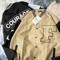 {siêu hot} Áo khoác dù bomber 2 lớp in chữ 2 mặt cho nam nữ