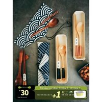 [Siêu Hot] Di Động Phong Cách Nhật Bản Bộ Đồ Ăn Đũa Muỗng Bộ Đũa Gỗ 3 Bộ Trẻ Em Sinh Viên Nhân Viên Văn Phòng Đũa Du Lịc