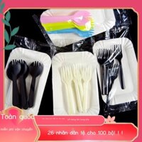 [Siêu Hot]  Đĩa Bánh Và Nĩa Dùng Một Lần Bánh Bộ Đồ Ăn Bộ Đĩa Sinh Nhật Gói Bộ Dao, Nĩa Và Đĩa Nhựa