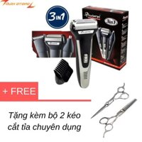 [SIÊU HOT] Máy Cạo Râu Nam Kèm Đầu Tỉa Lông Mũi Và Tông Đơ Cắt Tóc 3 In 1 Gemei + TẶNG KÈM Bộ 2 Kéo Cắt Tỉa Chuyên Dụng