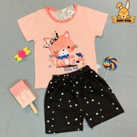 [SIÊU HOT] Set trang phục bé GÁI hè 2020 - Màu hồng Cute Cat - TQXK ảnh thật by RabiKids