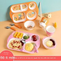 [Siêu Hot]  Trẻ Em Bộ Đồ Ăn Bát Ăn Cho Bé Đĩa Bát Muỗng Nĩa Đũa Bộ Chống Bỏng Hoạt Hình Dễ Thương C