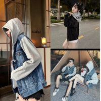 🔥SIêu Hot🔥Áo Khoác Bò CELIN Nam Nữ Denim Có Mũ 2 Lớp Nỉ Chất Vải Jean Xanh Đen Cao Cấp Cho Mùa Đông Hanestore