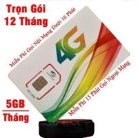 [SIÊU KHUYẾN MÃI BLACK FRIDAY]_Sim 4G Viettel 12F90 Trọn Gói 1 Năm Gọi Free và Data Free, Không Cần Nạp Tiền